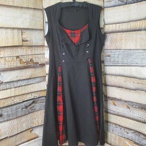 Sleeveless Black with Red Plaid Dress